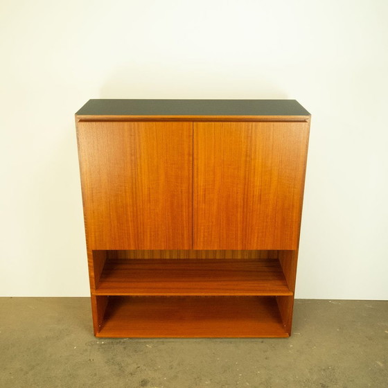 Image 1 of Regalkombination, Teak mit Schwarzer Resopalplatte, 1970er Jahre