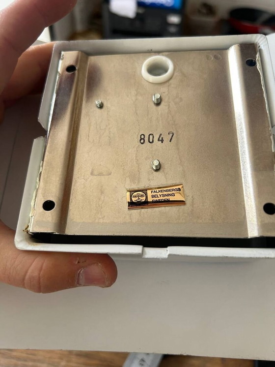 Image 1 of 2X Wandleuchten Aus Weißem Lackiertem Metall Von Peter Celsing - Schweden 1960