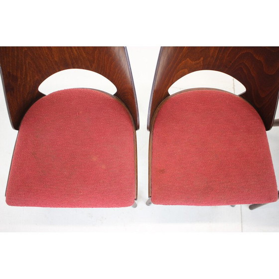 Image 1 of Satz von 4 Vintage-Esszimmerstühlen aus Holz und Stoff von Oswald Haerdtl für Thonet, Tschechoslowakei 1960er Jahre