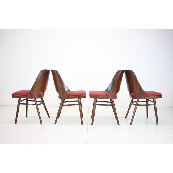 Image 1 of Satz von 4 Vintage-Esszimmerstühlen aus Holz und Stoff von Oswald Haerdtl für Thonet, Tschechoslowakei 1960er Jahre