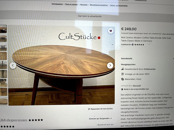 Image 1 of Mid Century Modern Couchtisch Runder Tisch Beistelltisch Klassisch