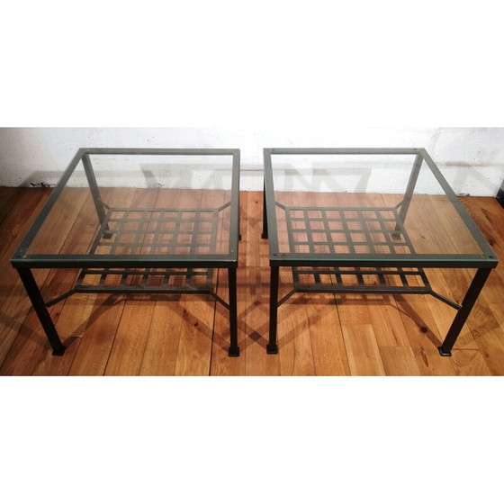 Image 1 of Vintage Granas Eisen Couchtisch mit Glasplatte von Ikea