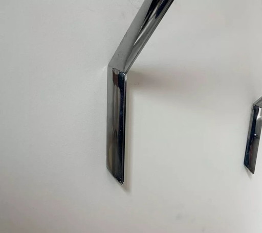 2X Modernistische Vintage Wandleuchte aus verchromtem Metall, Frankreich 1970