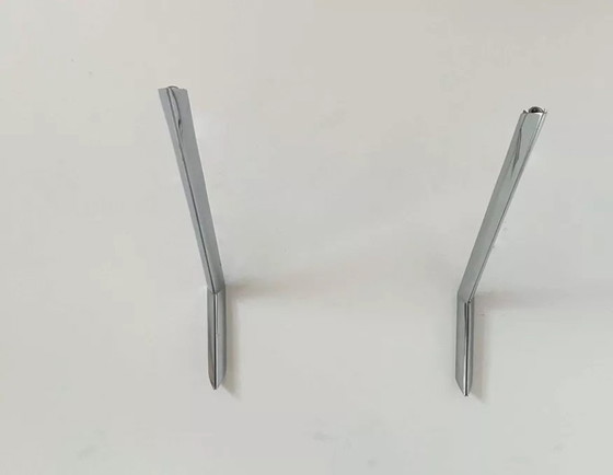 Image 1 of 2X Modernistische Vintage Wandleuchte aus verchromtem Metall, Frankreich 1970