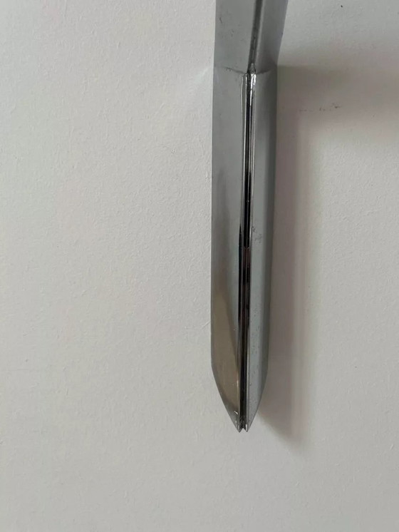 Image 1 of 2X Modernistische Vintage Wandleuchte aus verchromtem Metall, Frankreich 1970