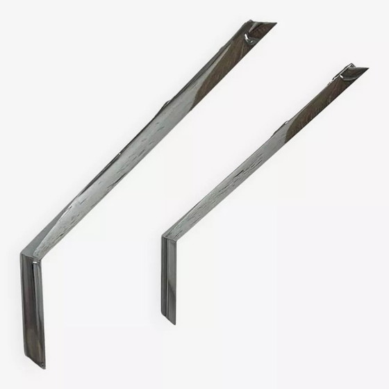 Image 1 of 2X Modernistische Vintage Wandleuchte aus verchromtem Metall, Frankreich 1970