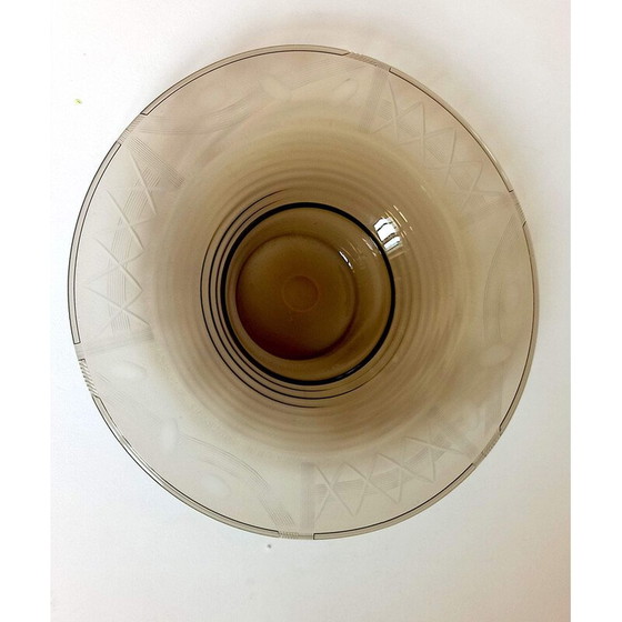 Image 1 of Vintage Art Deco Becher aus braunem Rauchglas