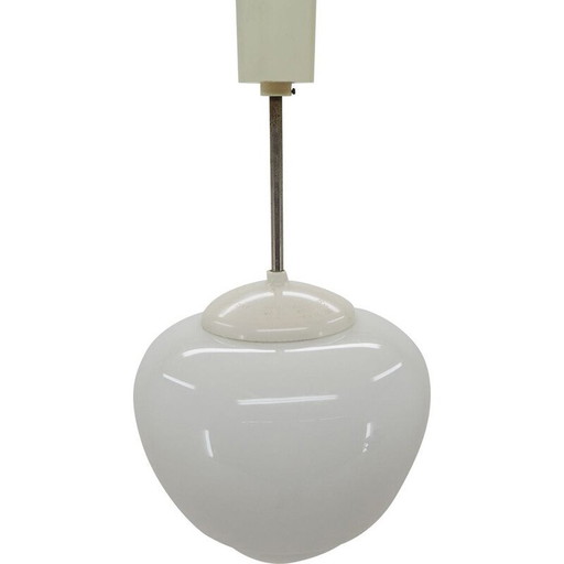 Vintage-Kronleuchter aus Glas und weißem Bakelit, Tschechoslowakei 1960