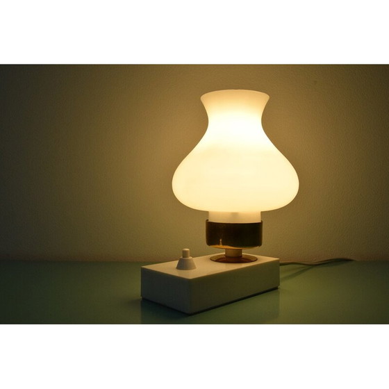 Image 1 of Vintage Tischlampe aus Kunststoff, Glas und Messing, Tschechoslowakei 1960er Jahre