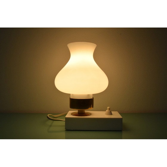 Image 1 of Vintage Tischlampe aus Kunststoff, Glas und Messing, Tschechoslowakei 1960er Jahre
