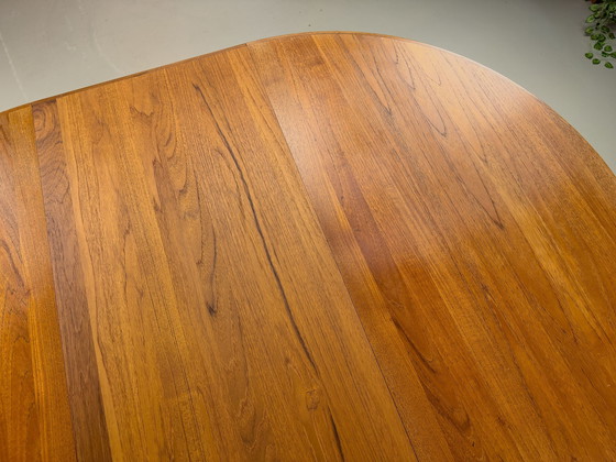 Image 1 of Danish Round Teak Dining Table With Extension, 1970S