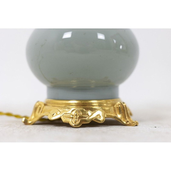 Image 1 of Paar alte Lampen aus Celadon-Porzellan und vergoldeter Bronze, 1880