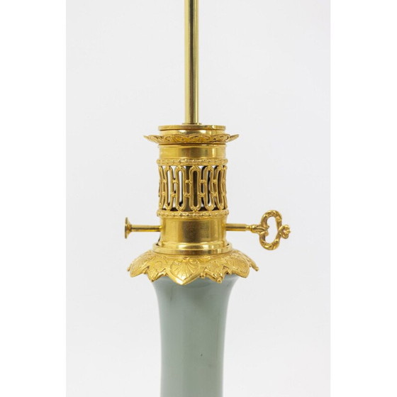 Image 1 of Paar alte Lampen aus Celadon-Porzellan und vergoldeter Bronze, 1880