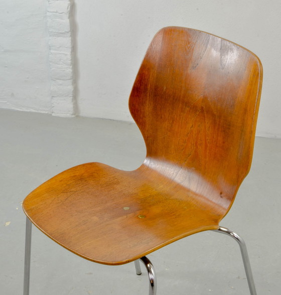 Image 1 of Mid Century Skandinavisches Design Minimalistischer Beistellstuhl nach Arne Jacobsen für Fritz Hansen, 1950er Jahre