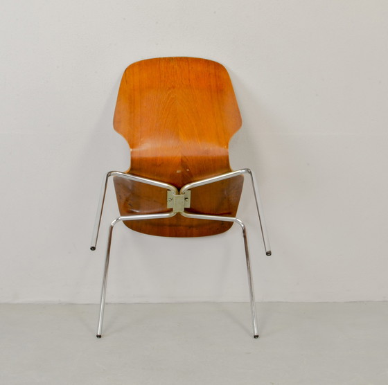 Image 1 of Mid Century Skandinavisches Design Minimalistischer Beistellstuhl nach Arne Jacobsen für Fritz Hansen, 1950er Jahre
