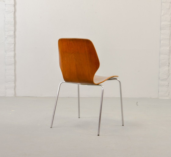 Image 1 of Mid Century Skandinavisches Design Minimalistischer Beistellstuhl nach Arne Jacobsen für Fritz Hansen, 1950er Jahre