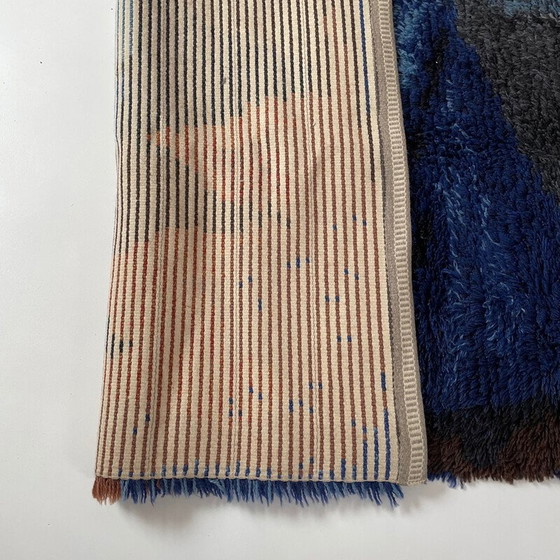Image 1 of Langfloriger Rya-Teppich aus mehrfarbiger Wolle, Schweden 1960er Jahre