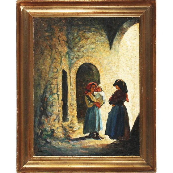 Image 1 of Öl auf Leinwand "Anticoli" vintage von Emil Krause, Dänemark 1945