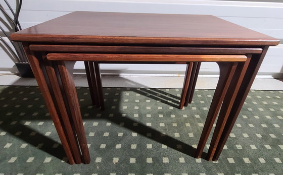 Image 1 of 3 Mid Century Palisander Gigogne Tisch, Dänemark, 1950S