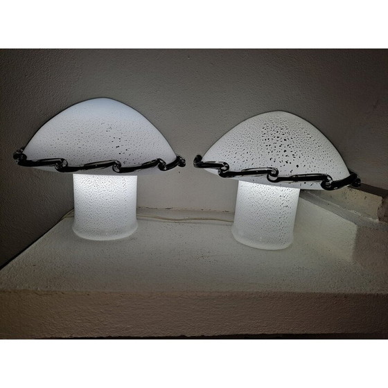 Image 1 of Paar Tischlampen aus Muranoglas mit Pilzen, 1970er Jahre