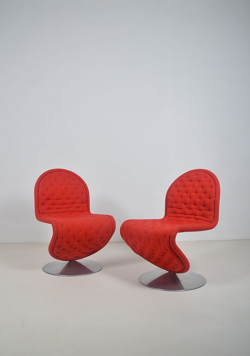 Set aus 1-2-3 Systemstühlen von Verner Panton für Fritz Hansen, 1970er Jahre