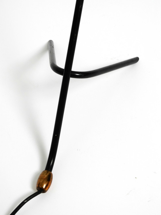 Image 1 of Schöne große Mid Century Modern Tripod Tischlampe mit gelben Diabolo Lampenschirm und verstellbarem Hals