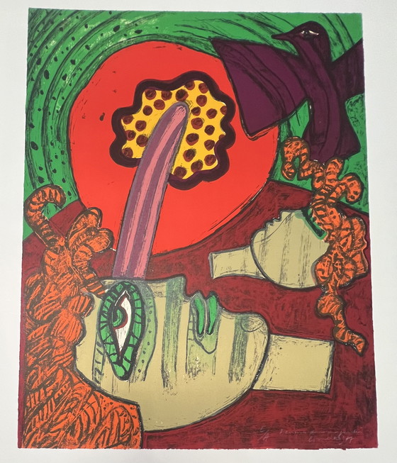 Image 1 of Signed; Guillaume Corneille Lithographie Frauen in einem Garten E/A 1977