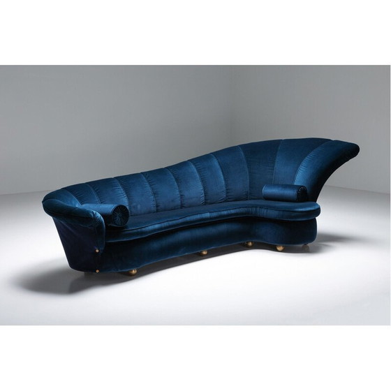 Image 1 of Vintage-Sofa aus blauem Samt von Marzio Cecchi, 1970er Jahre