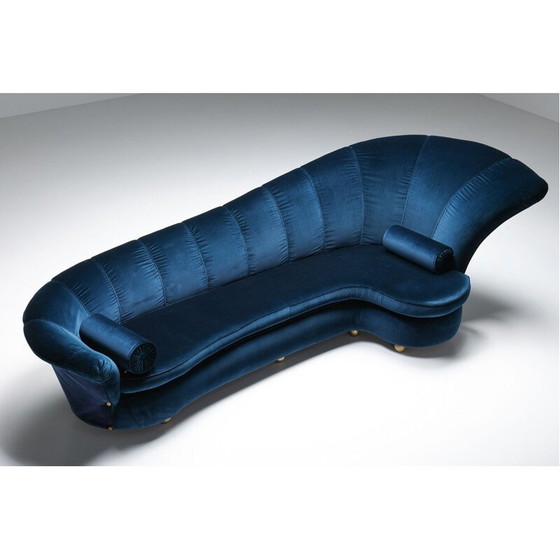 Image 1 of Vintage-Sofa aus blauem Samt von Marzio Cecchi, 1970er Jahre
