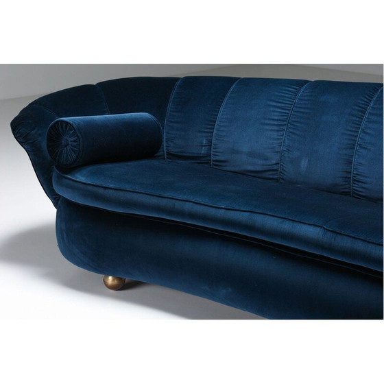 Image 1 of Vintage-Sofa aus blauem Samt von Marzio Cecchi, 1970er Jahre