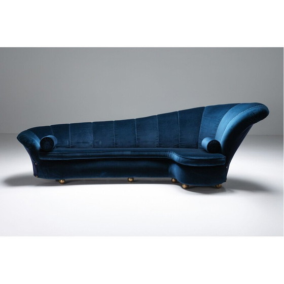 Image 1 of Vintage-Sofa aus blauem Samt von Marzio Cecchi, 1970er Jahre