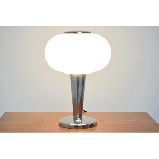 Image 1 of Vintage Art Deco Lampe aus Glas und Metall, Tschechoslowakei 1930