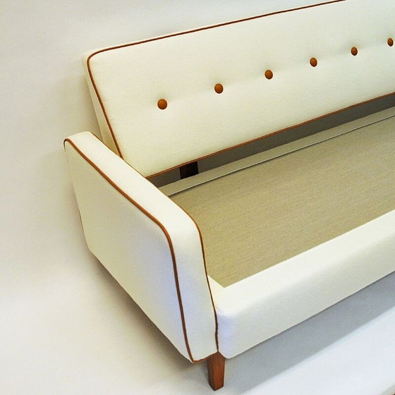 Image 1 of Sofa und Schlafsofa aus weißer Wolle von Ire Möbler Schweden 1950er Jahre
