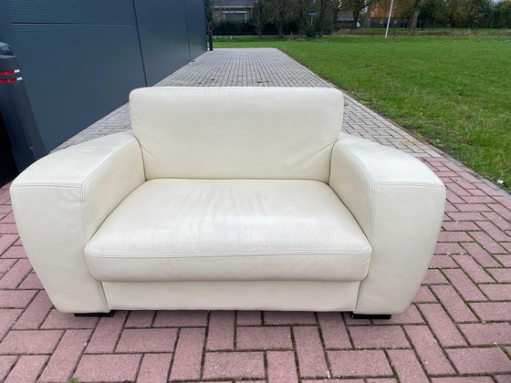 Image 1 of Schönes Echtleder 3 + 1,5 Sitzer Sofa Set