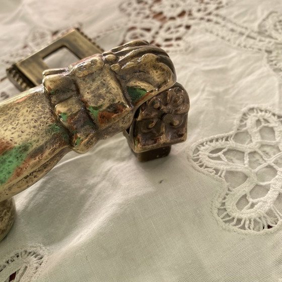 Image 1 of Antiker Türklopfer aus Bronze Handring Hammer