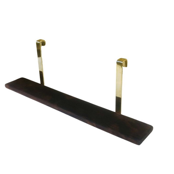 Image 1 of Vintage Wandregal zum Aufhängen aus Messing und Holz