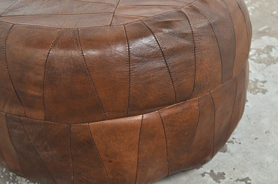 Image 1 of Vintage Leder Patchwork Hocker 1970er