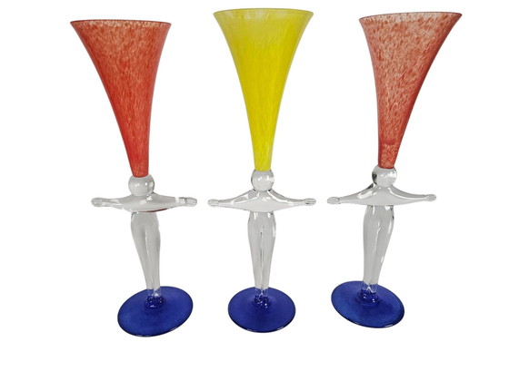 Image 1 of Jiří Šuhájek & Ivan Štefánik - Kelchgläser (3) Signiert - Tschechische Kunst - 2000