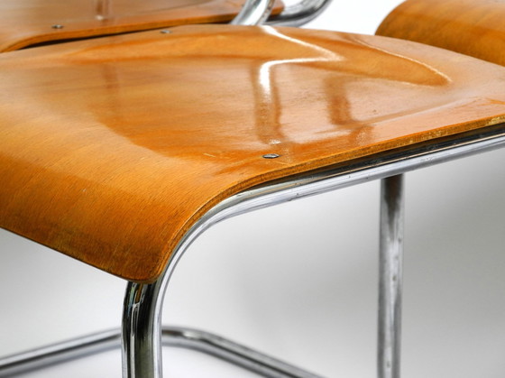 Image 1 of Vier freitragende Bauhaus-Stahlrohrstühle aus den 1930er Jahren von Mart Stam für Robert Slezak Czech