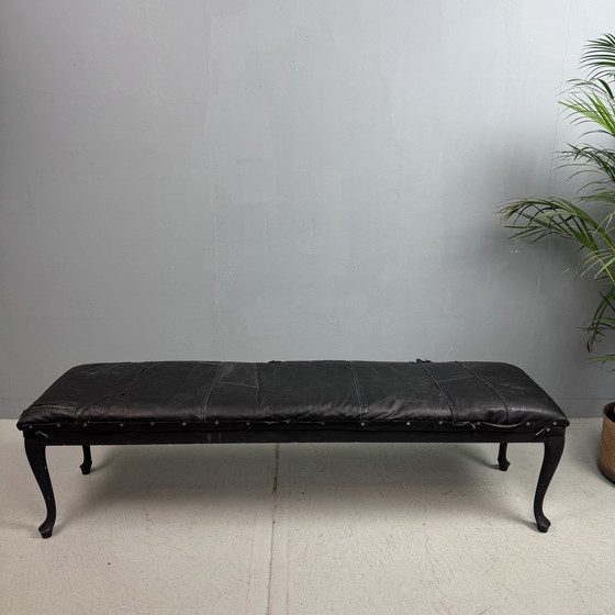 Image 1 of Einzigartiges Vintage Long Sofa Schwarzes Leder