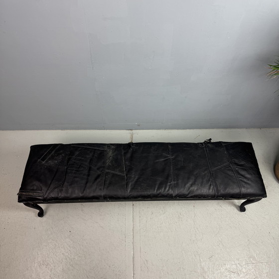 Image 1 of Einzigartiges Vintage Long Sofa Schwarzes Leder