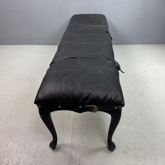 Image 1 of Einzigartiges Vintage Long Sofa Schwarzes Leder