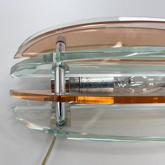 Image 1 of Paar alte Wandlampen aus Muranoglas und Chrom von Veca, Italien