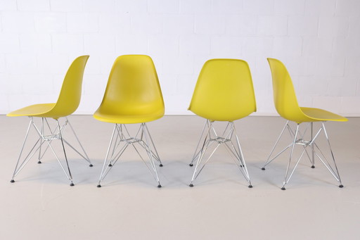 4x Vitra Eames Plastic DSR grün/gelb
