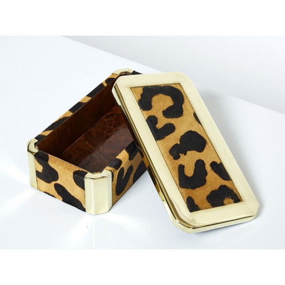 Image 1 of Italienische Schmuckschatulle aus Messing und Leopard, 1970
