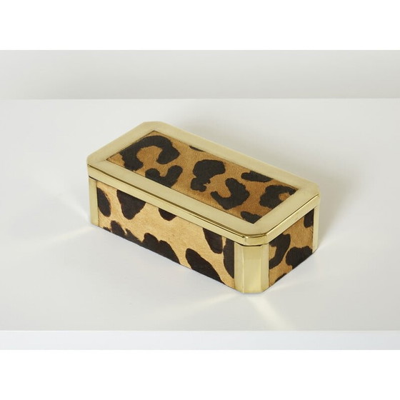 Image 1 of Italienische Schmuckschatulle aus Messing und Leopard, 1970