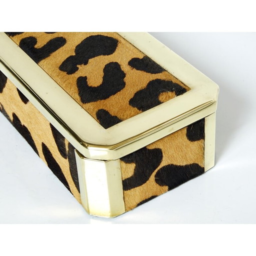Italienische Schmuckschatulle aus Messing und Leopard, 1970