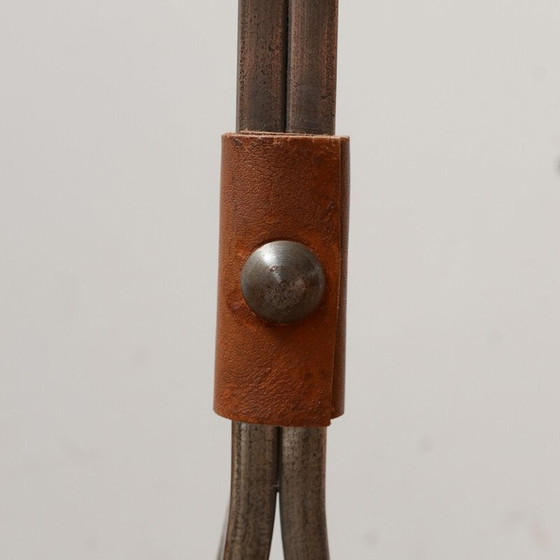Image 1 of Mid Century Stehleuchte aus Leder und Eisen von Jean-Pierre Ryckaert, Frankreich 1950