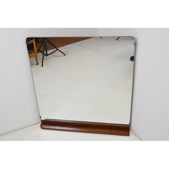Image 1 of Vintage Art Deco Spiegel mit Holzrahmen, Tschechoslowakei 1930er Jahre