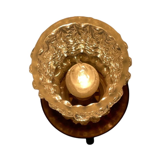 Image 1 of 1950er Jahre – Tischlampe mit Teakholzsockel und Glasschirm